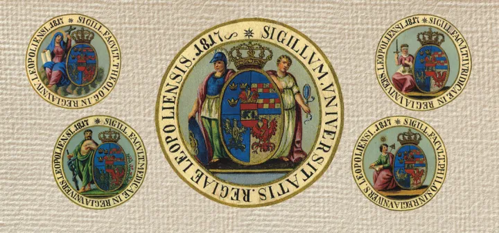 Pieczęcie Uniwersytetu Lwowskiego i jego Wydziałów z 1817 r.